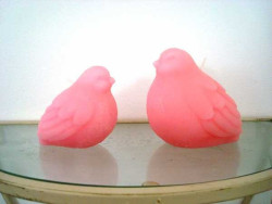 Lot de 2 bougies animaux en forme d'oiseaux coloris roses