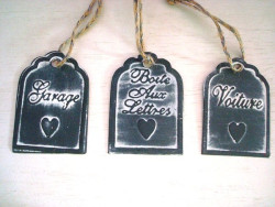 Lot de 3 suspensions mots" Voiture, Bal, Garage"