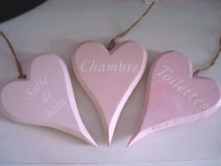 Set de 3 marque- portes coeurs roses