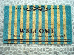 Paillasson "Welcome" rayé bleu