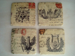 Ensemble de 4 sous-verres originaux esprit rétro