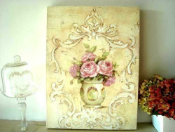 Tableau déco orné d'un bouquet de cinq roses