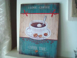 Panneau décoratif "Coffee Time",  déco vintage