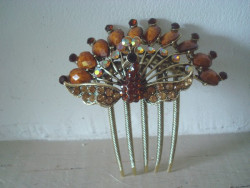 Peigne à cheveux bijou en forme de paon
