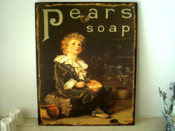 Plaque murale métal "Pears Soap", déco salle de bains