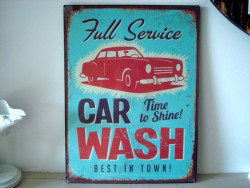 Plaque décorative style années 50 "Car Wash"