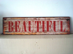 Plaque métal déco "Beautiful", ambiance campagne
