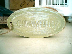 Plaque de porte "Chambre" en bois style campagne chic
