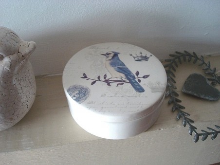 Boîte à bijoux à l'oiseau bleu en céramique ambiance champêtre