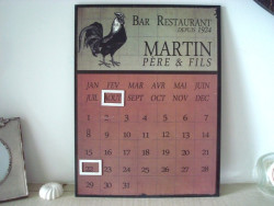 Calendrier perpétuel au coq déco campagne chic