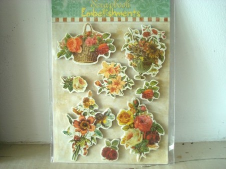 Pochette de 16 stickers vintage au décor fleuri