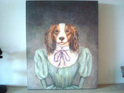 Cadre "Dame Chien" en costume style rétro