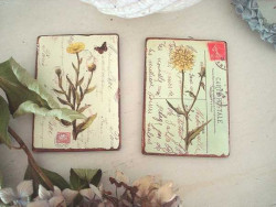 Duo de magnets aux fleurs jaunes ambiance campagne