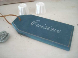 Marque porte "Cuisine" en bois style rétro