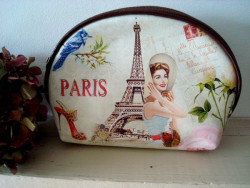 Trousse à maquillage vintage "Tour Eiffel" style années 50