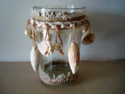 Photophore en verre aux coquillages ambiance marine