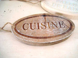 Plaque de porte "Cuisine" en bois style campagne