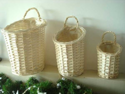 Set de 3 paniers ronds blancs ambiance champêtre
