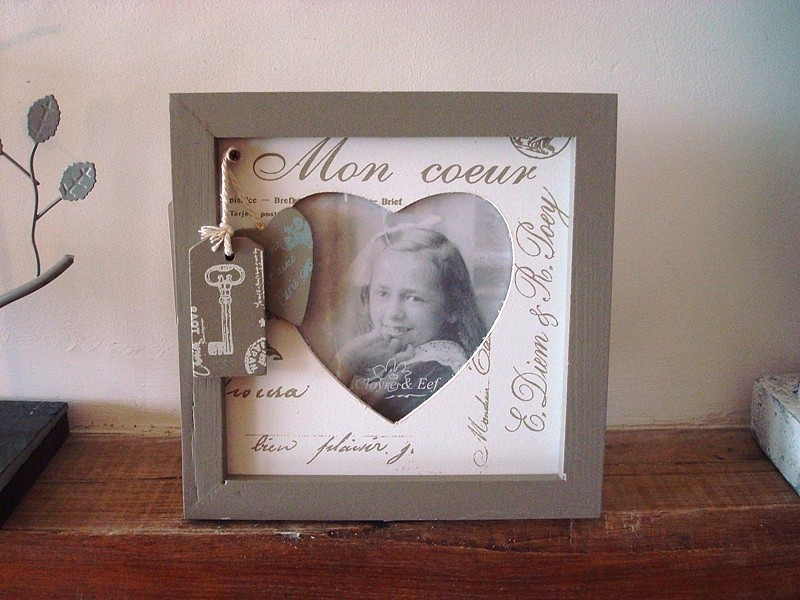 Cadre photo original en bois "Mon Coeur", style cosy