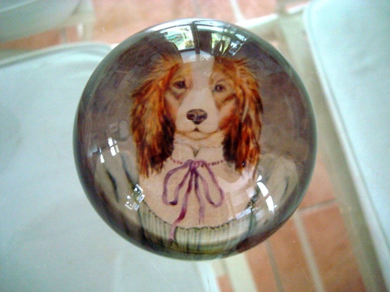 Petit sulfure ou presse papier "Dame Chien" 