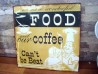 Plaque vintage décorative "Food & Cofee" en métal