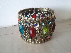 Bracelet manchette multicolore ajustable