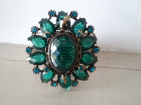 Bracelet baroque à la tortue aux perles couleur émeraude