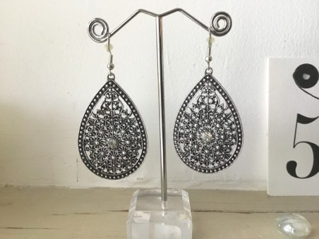 Boucles d'oreilles rétro au filigrane métal ajouré