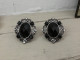 Boucles d'oreilles vintage perles ovales noires