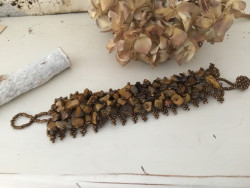 Bracelet fantaisie perles façon oeil du tigre tressées
