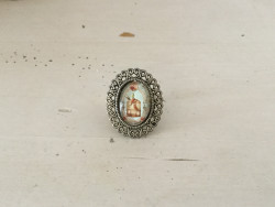 Bague réglable au motif cage à oiseau rétro