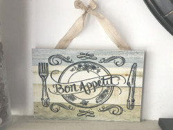 Pancarte vintage aspect bois "Bon Appétit"
