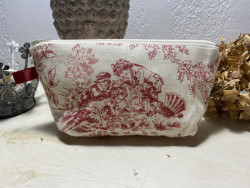Trousse de toilette en toile de Jouy rouge