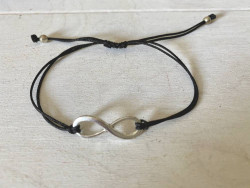 Bracelet sigle infini et cordon noir
