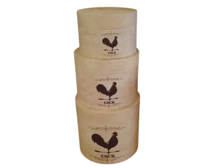 Ensemble de trois boîtes au décor coq, déco campgne