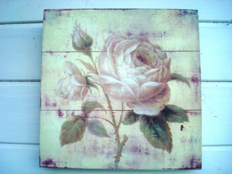 Cadre bois "Roses blanches" 